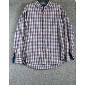Tommy‎ Bahama Shirt Men XL Long Sleeve Plaid Button Down Blue Silk Casual Beach